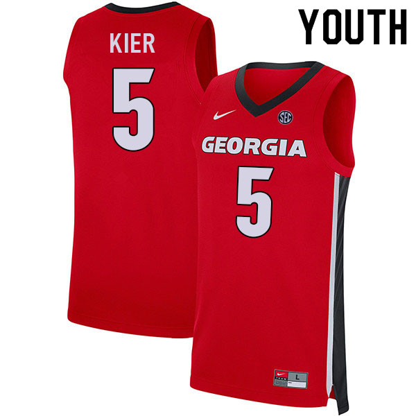 Youth #5 Justin Kier Georgia Bulldogs College Basketball Jerseys Sale-Red